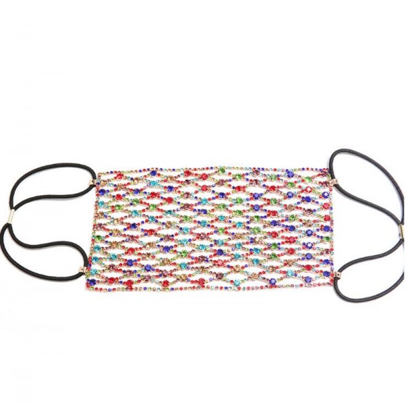 2pcs Bling rainbow gold rhinestones reusable face masks for women